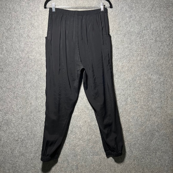 Elodie Black Jogger Pants Elastic Waist Zipper Drawstring Pockets Size M - Picture 8 of 9